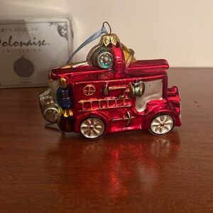 KURT ADLER POLONAISE FIRE ENGINE TRUCK 
Blown Glass ornament with Box